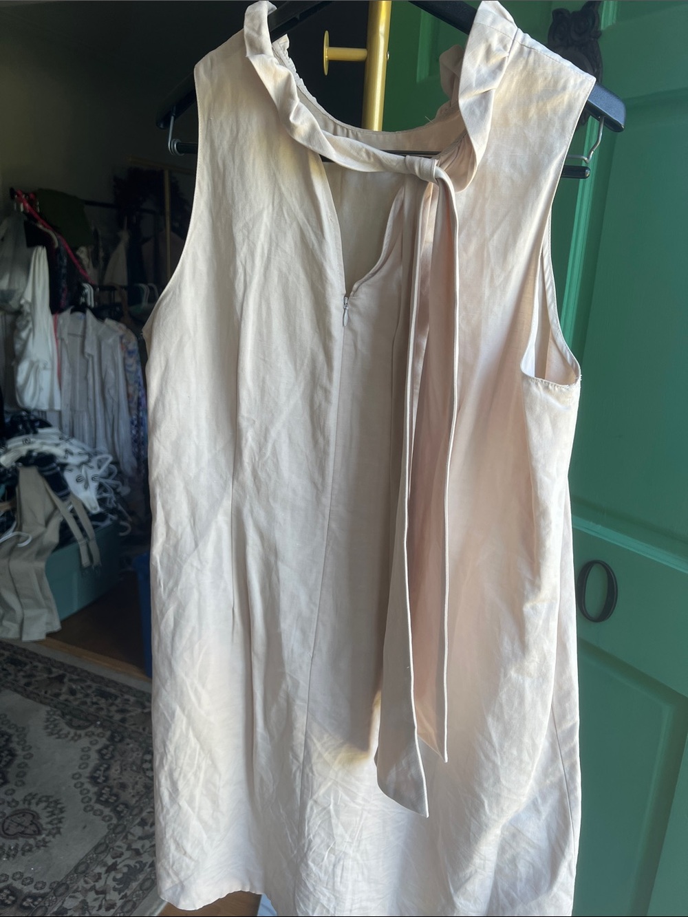 Tyler Böe Stella Shift Dress in Sand / Pockets & bow / Size Large - Picture 8 of 12